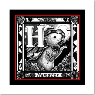 H is for Hamster - Red Outlined Version Posters and Art